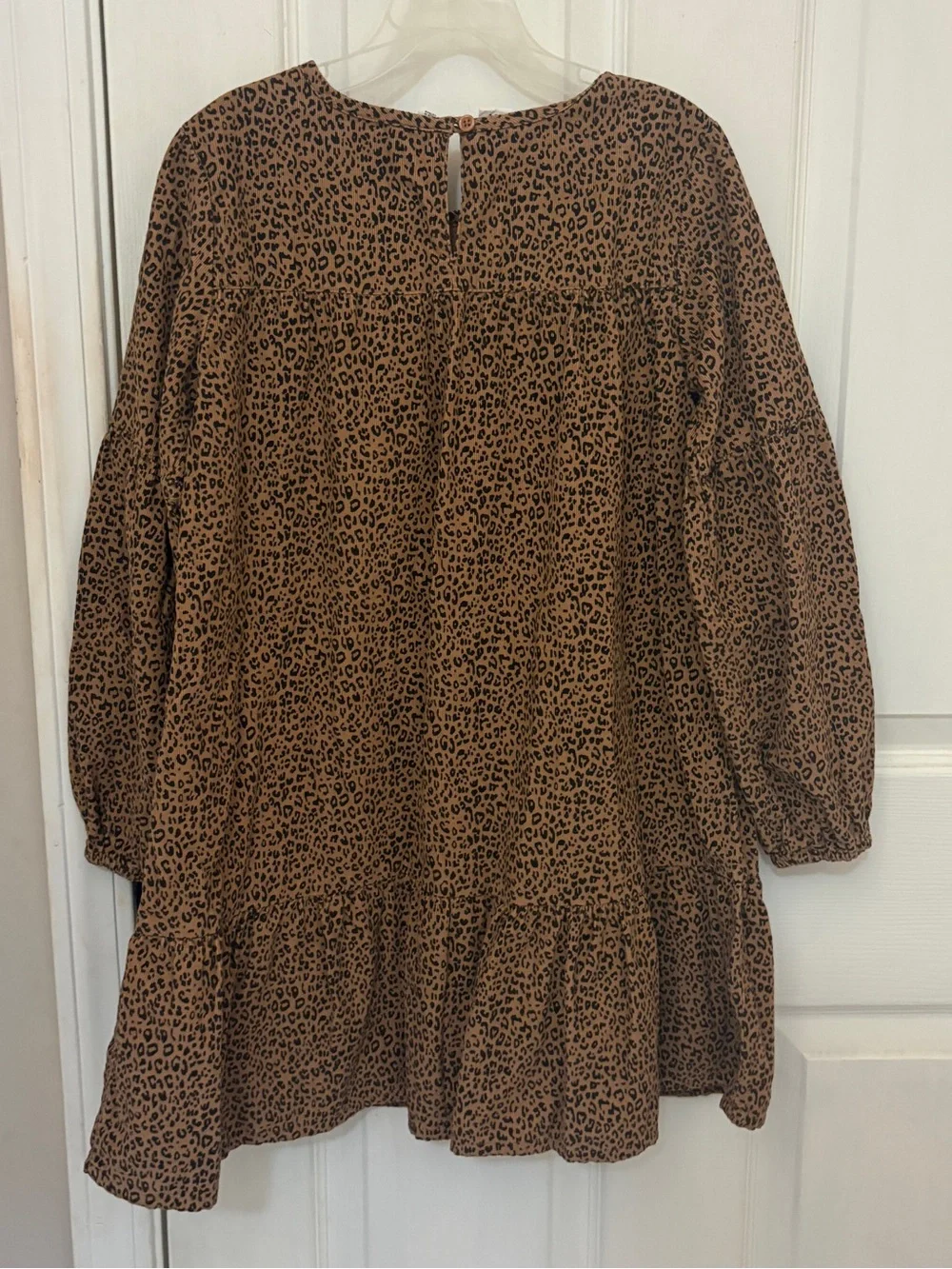 GAP Leopard Print Corduroy Long Sleeve Dress